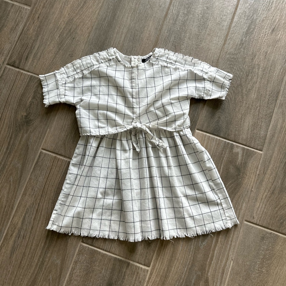 Girls Joes windowpane faux two piece dress